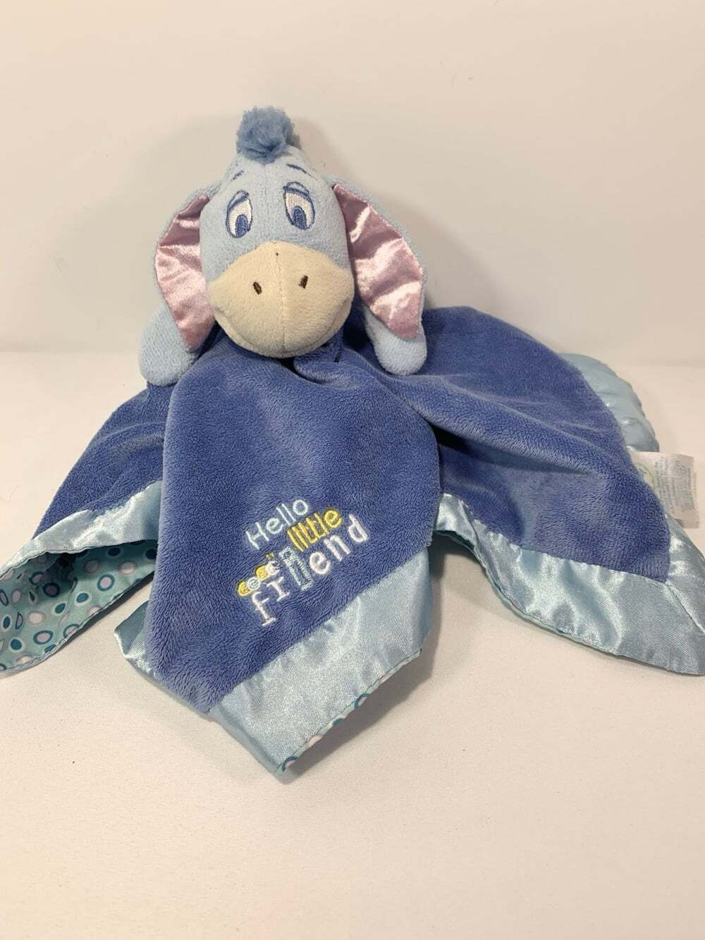Disney Baby EEYORE Lovey Security Blanket Satin Trim " Hello Little Friend"